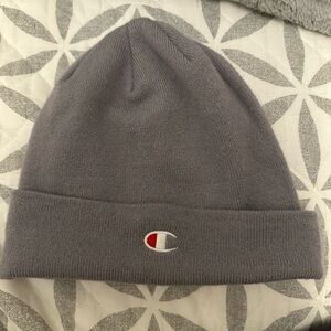 Champion Light Gray Knit Cuffed Beanie with Embroidered C Logo